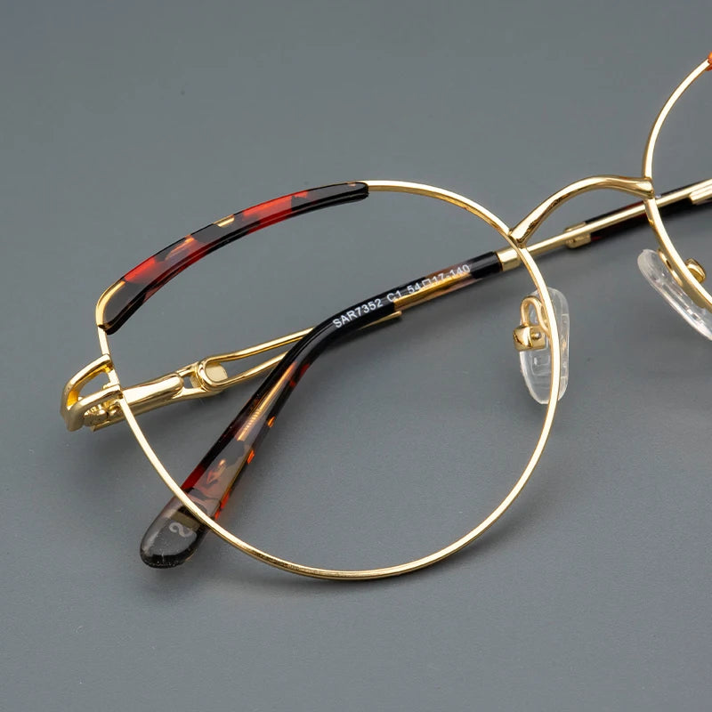 Vicky Women's Full Rim Round Cat Eye Stainless Steel Acetate Reading Glasses 7352 Reading Glasses Vicky