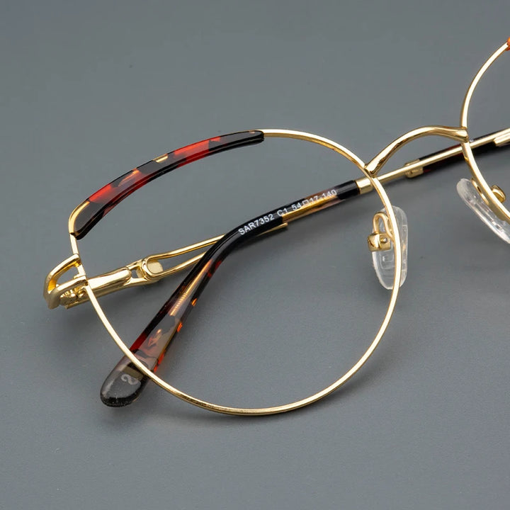 Vicky Women's Full Rim Round Cat Eye Stainless Steel Acetate Reading Glasses 7352 Reading Glasses Vicky