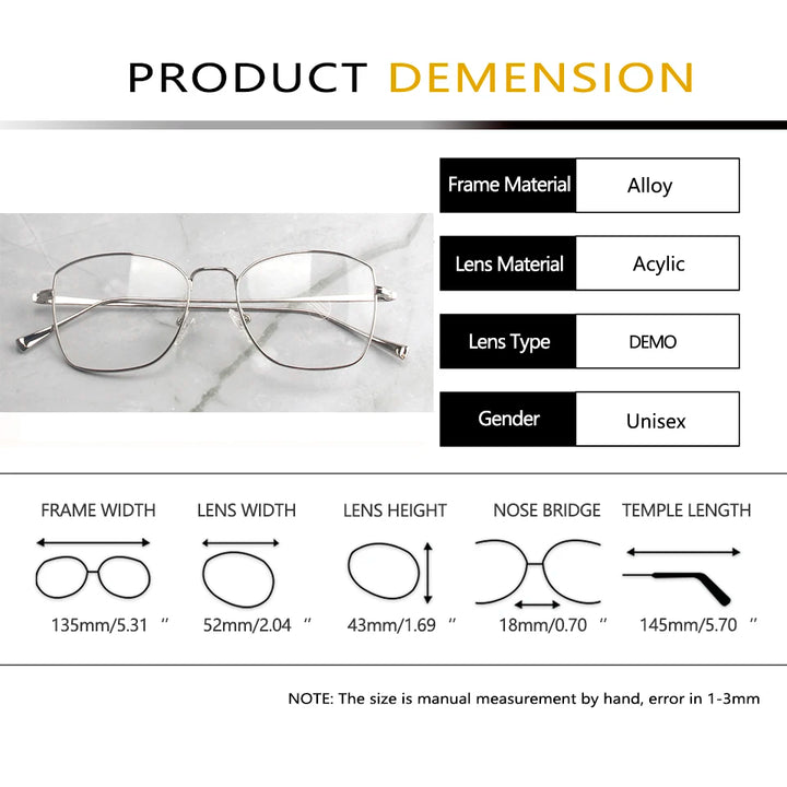 Esnbie Women's Full Rim Polygon Square Alloy Eyeglasses 241270