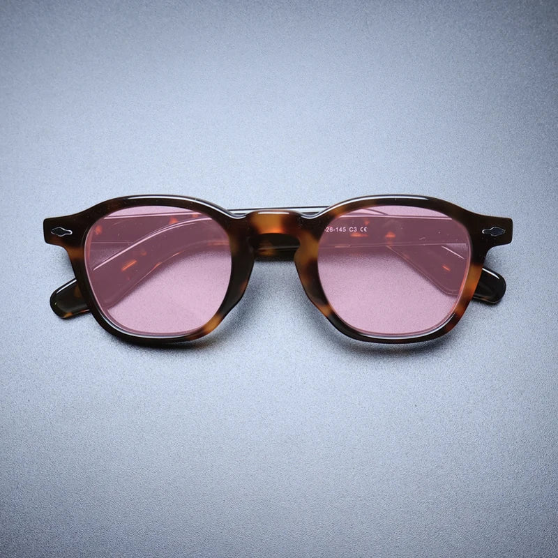 Gatenac Unisex Full Rim Square Acetate Polarized Sunglasses M001 Sunglasses Gatenac Tortoiseshell Pink  