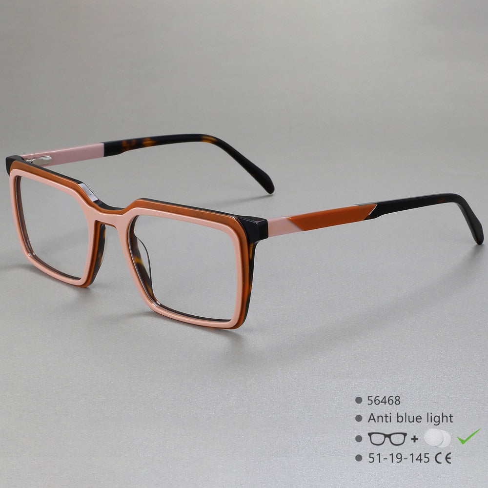 CCspace Women's Full Rim Square Acetate Eyeglasses 56468 Full Rim CCspace C2Brown