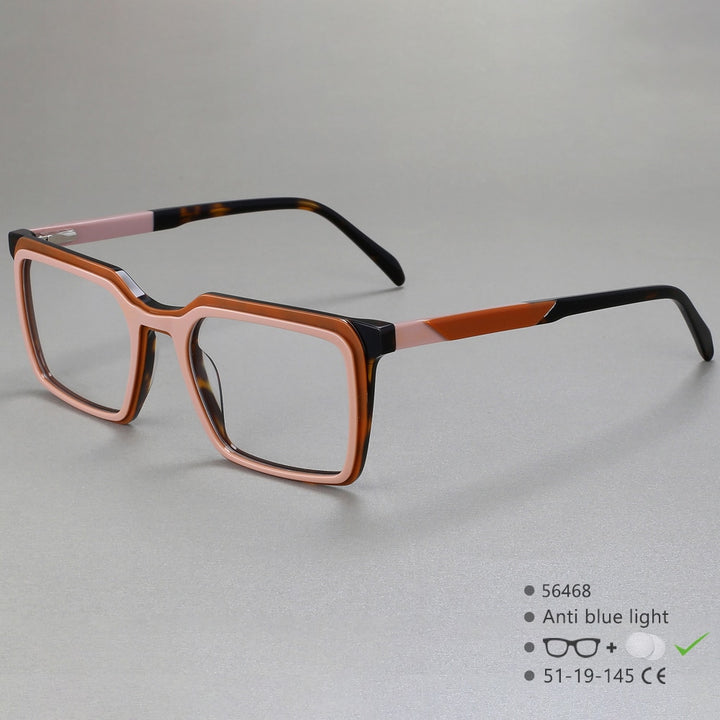 CCspace Women's Full Rim Square Acetate Eyeglasses 56468 Full Rim CCspace C2Brown