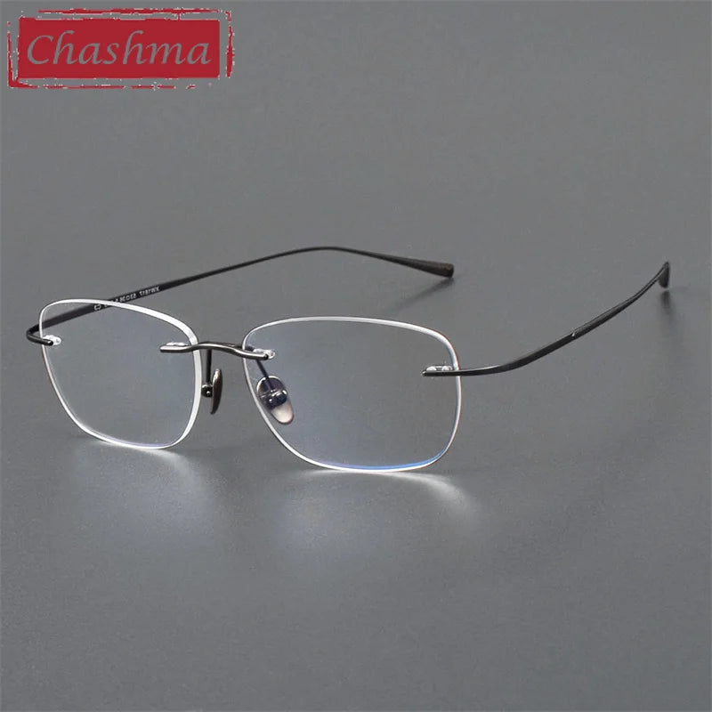 Chashma Unisex Rimless Oval Square Titanium Reading Glasses 97028 Reading Glasses Chashma Gray Single Version 1.61|Photo Brown