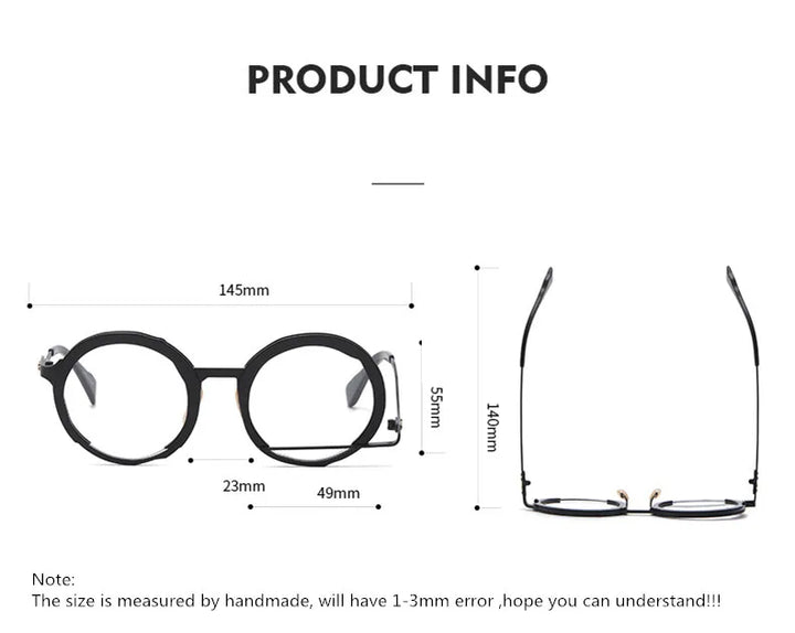 Aimee Unisex Full Rim Round Acetate Alloy Eyeglasses 491334 Full Rim Aimee