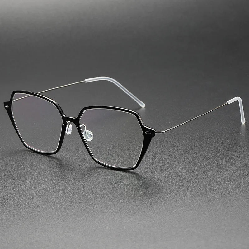 Aimee Unisex Full Rim Polygon Screwless Acetate Titanium Eyeglasses 6621 Full Rim Aimee