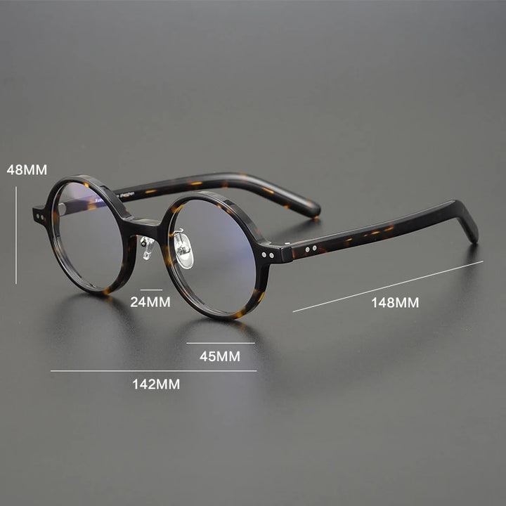 Gatenac Unisex Full Rim Round Acetate Eyeglasses Gxyj1037 Full Rim Gatenac
