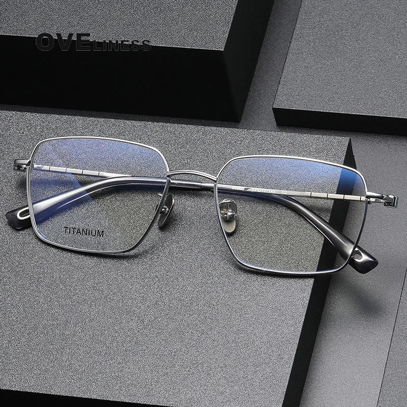 Oveliness Men's Full Rim Square Titanium Eyeglasses 80908 Full Rim Oveliness   