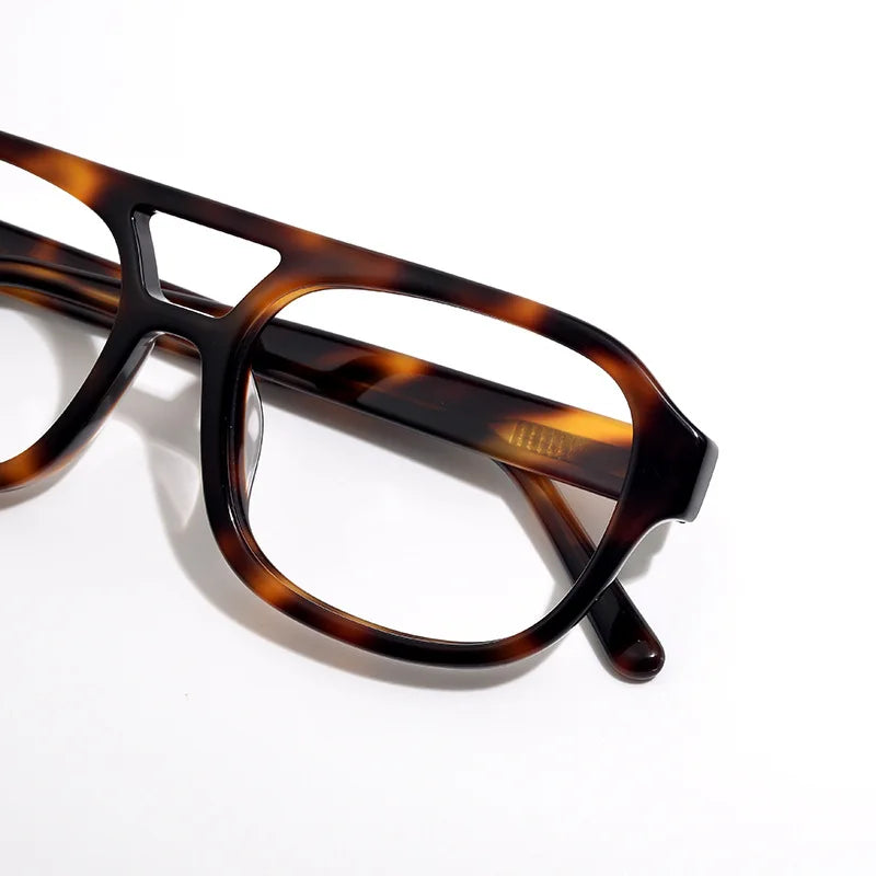 Black Mask Unisex Full Rim Square Double Bridge Acetate Eyeglasses 908 Full Rim Black Mask