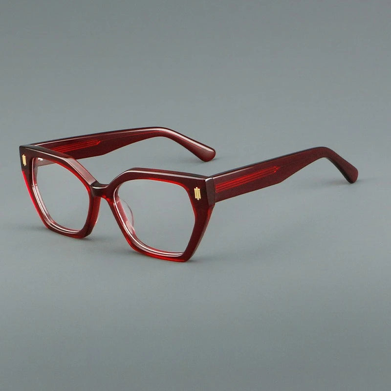 Hewei Women's Full Rim Polygon Square Acetate Temple Eyeglasses 88030