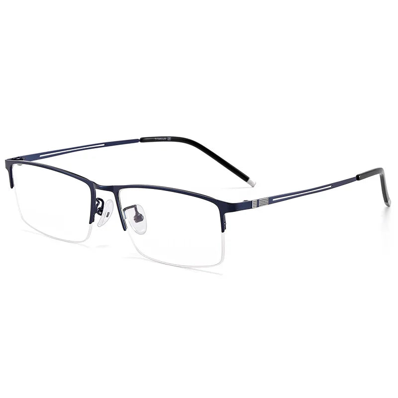 Reven Jate Men's Semi Rim Square Alloy Eyeglasses 990070 Semi Rim Reven Jate blue