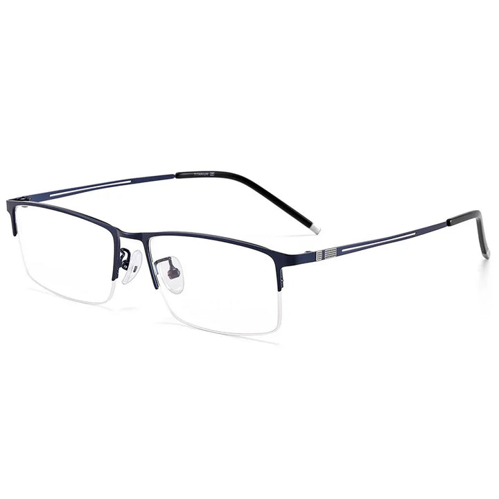 Reven Jate Men's Semi Rim Square Alloy Eyeglasses 990070 Semi Rim Reven Jate blue