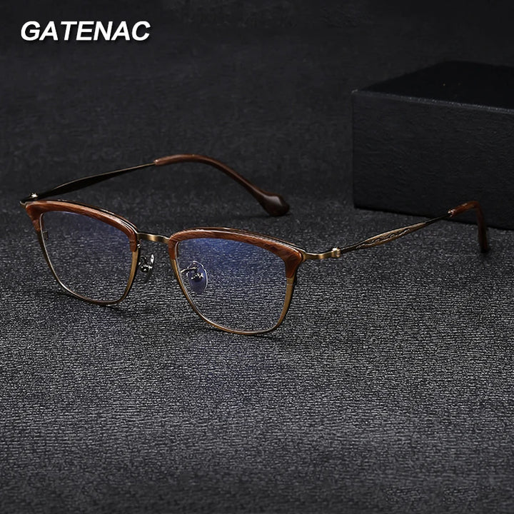 Gatenac Unisex Full Rim Square Brow Line Titanium Acetate Eyeglasses Gxyj1460 Full Rim Gatenac