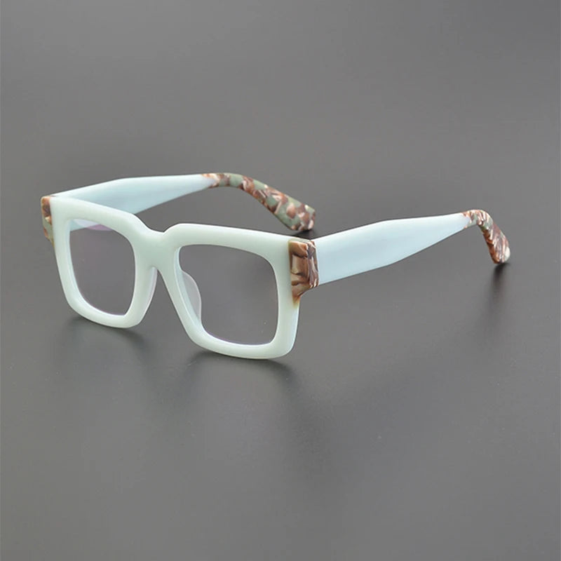 Nobler Unisex Full Rim Thick Square Acetate Eyeglasses 19288 Full Rim Nobler Silver