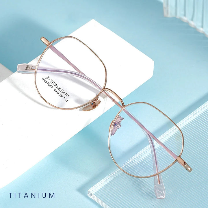 Handoer Women's Full Rim Polygon Titanium Eyeglasses 87007 Full Rim Handoer