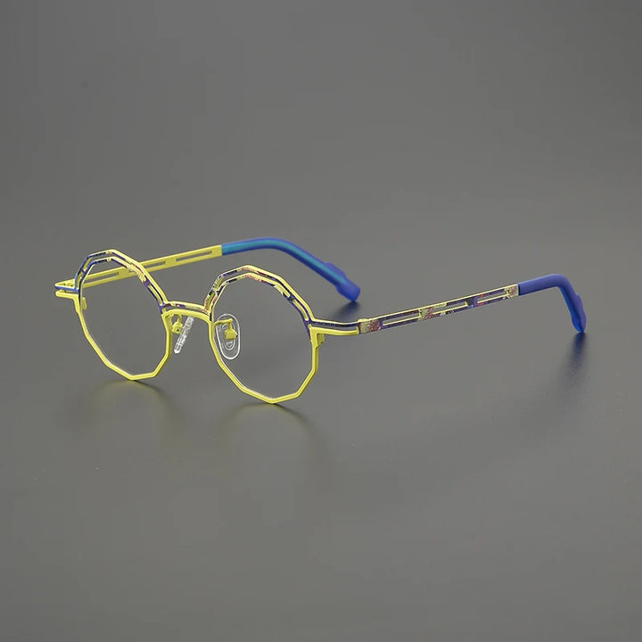 Hewei Unisex Full Rim Polygon Round Titanium Eyeglasses 85888