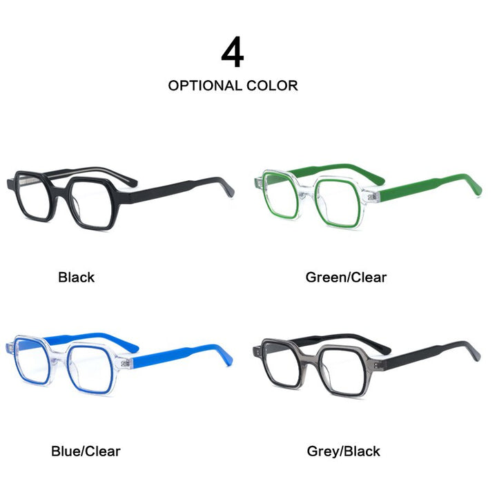 Muzz Unisex Full Rim Flat Top Round Acetate Eyeglasses 016 Full Rim Muzz