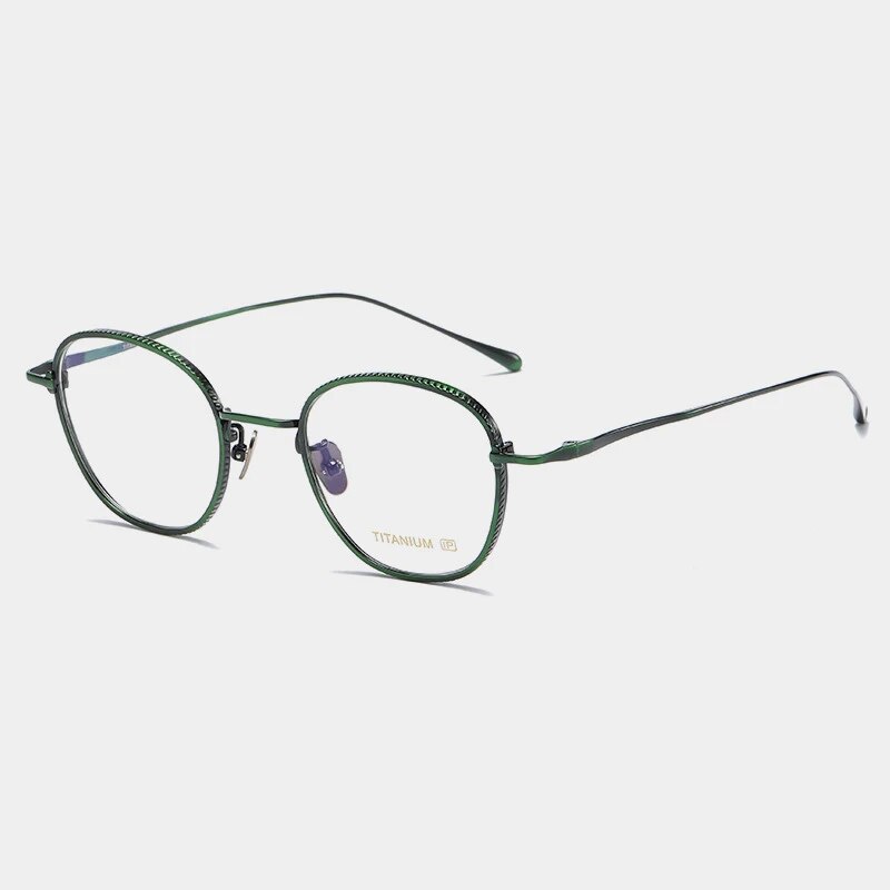 Gatenac Unisex Full Rim Polygon Titanium Eyeglasses Gxyj1139 Full Rim Gatenac Green