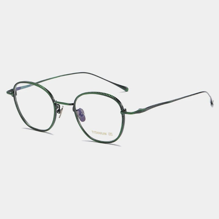 Gatenac Unisex Full Rim Polygon Titanium Eyeglasses Gxyj1139 Full Rim Gatenac Green