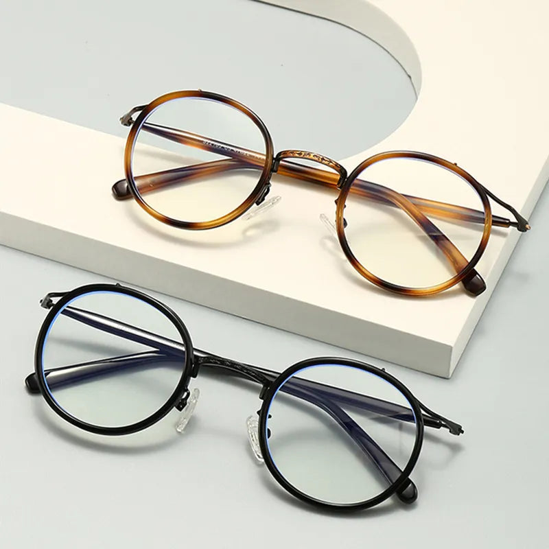 Kocolior Unisex Full Rim Round Acetate Alloy Hyperopic Reading Glasses 22105 Reading Glasses Kocolior