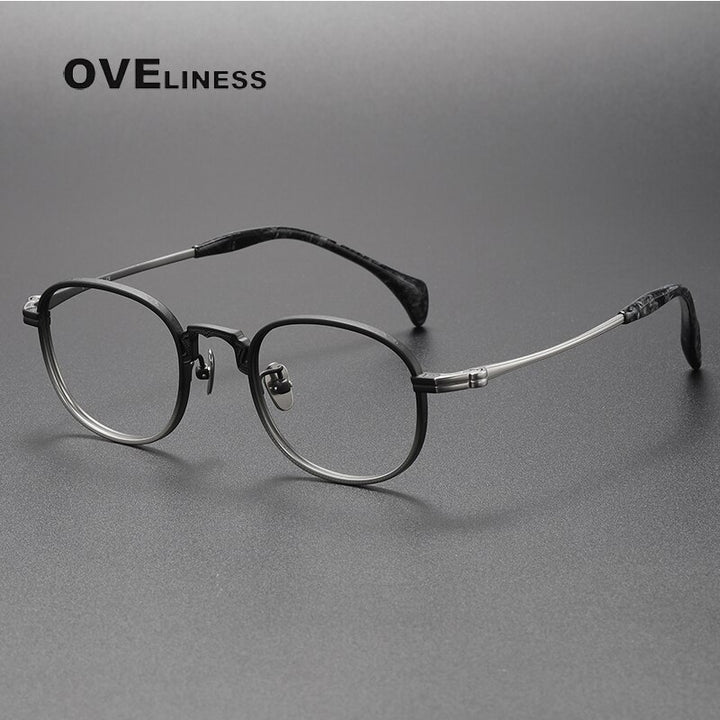 Oveliness Unisex Full Rim Square Titanium Eyeglasses 80866 Full Rim Oveliness black silver