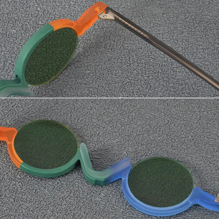 Yujo Unisex Semi Rim Round Acetate Polarized Sunglasses 35mm Sunglasses Yujo