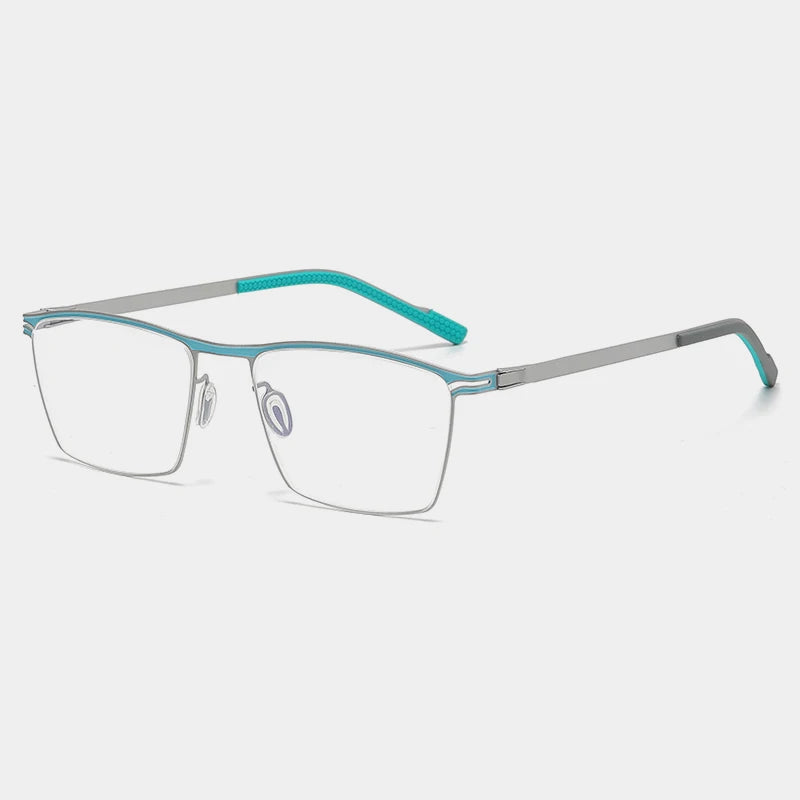 Gatenac Unisex Full Rim Square Titanium Eyeglasses Gxyj1147 Full Rim Gatenac Blue Silver