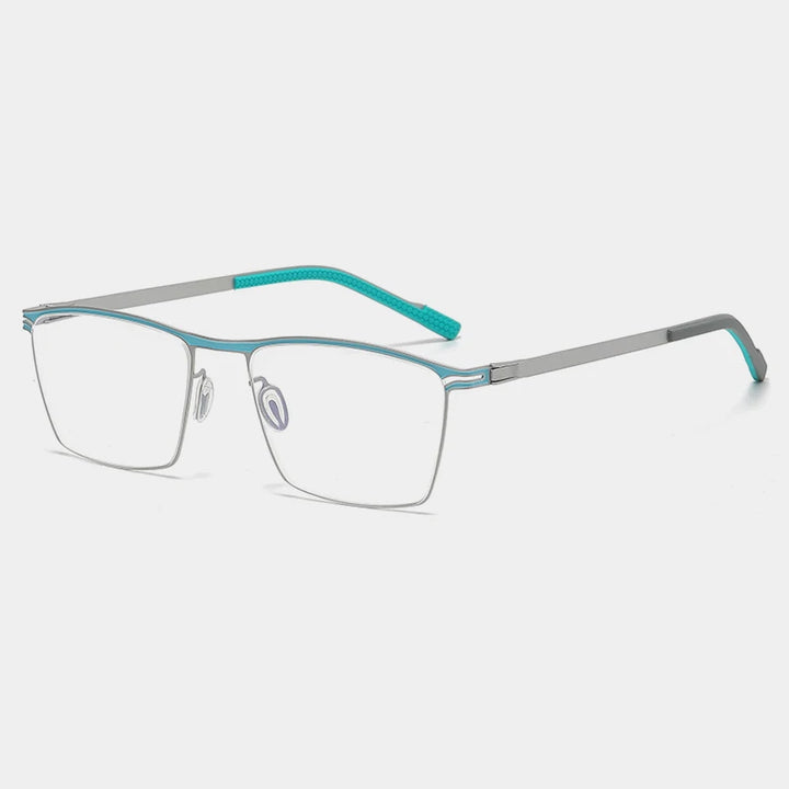 Gatenac Unisex Full Rim Square Titanium Eyeglasses Gxyj1147 Full Rim Gatenac Blue Silver