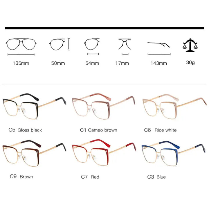 Handoer Women's Full Rim Square Cat Eye Tr 90 Alloy Eyeglasses 795606