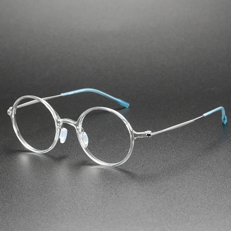 Aimee Unisex Full Rim Round Titanium Acetate Eyeglasses 8635 Full Rim Aimee Transparent