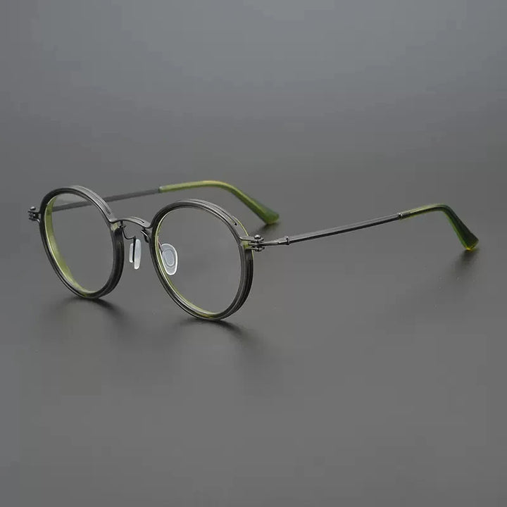 Gatenac Unisex Full Rim Round Acetate Eyeglasses Gxyj1196 Full Rim Gatenac mo-1 Green