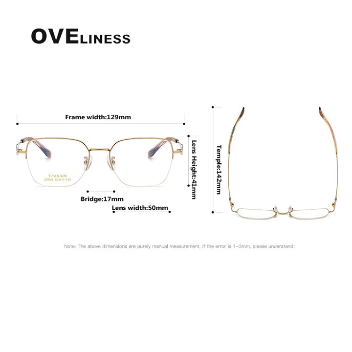 Oveliness Women's Semi Rim Square Polygon Titanium Eyeglasses 196008 Semi Rim Oveliness