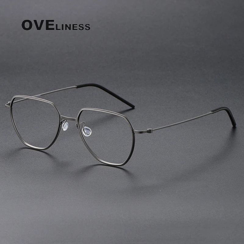Oveliness Unisex Full Rim Square Titanium Eyeglasses 5527 Full Rim Oveliness gun