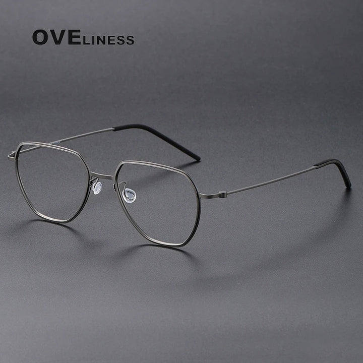 Oveliness Unisex Full Rim Square Titanium Eyeglasses 5527 Full Rim Oveliness gun