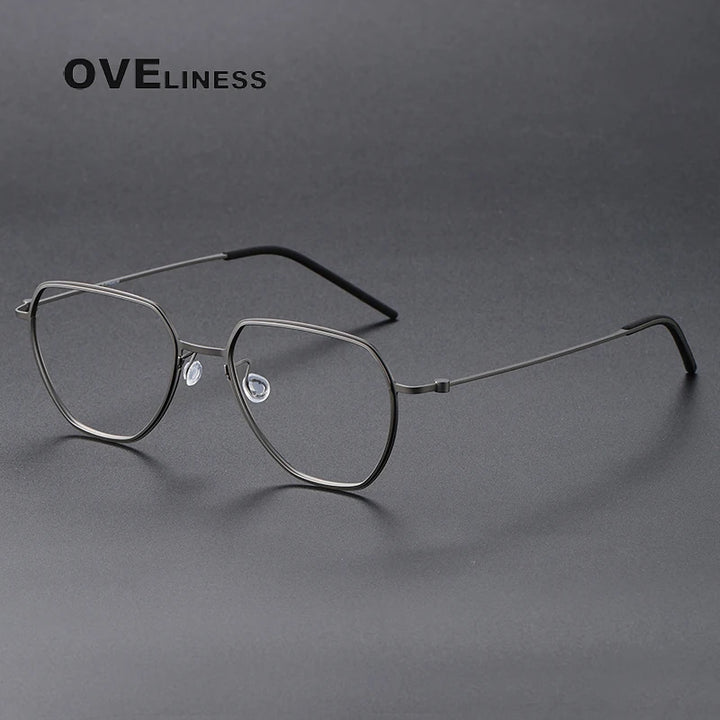 Oveliness Unisex Full Rim Flat Top Oval Titanium Eyeglasses O5526 Full Rim Oveliness gun  