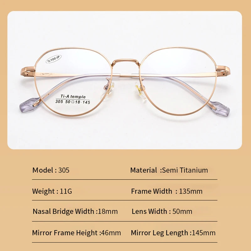 Xbora Women's Full Rim Oval Square Titanium Alloy Eyeglasses 61305