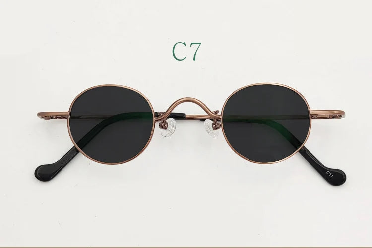 Yujo Unisex Full Rim Small Round Titanium Polarized Sunglasses 3629s Sunglasses Yujo C7 CHINA