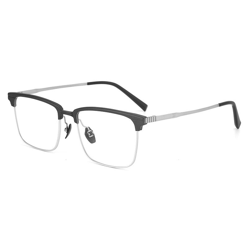KatKani Unisex Full Rim Square Titanium Eyeglasses Nc7004 Full Rim KatKani Eyeglasses Black Silver  