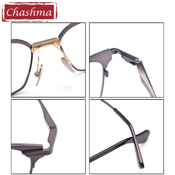 Chashma Unisex Full Rim Square Acetate Titanium Eyeglasses 152 Full Rim Chashma