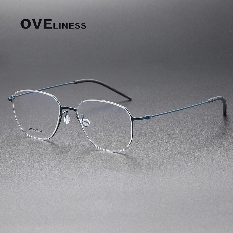 Oveliness Unisex Full Rim Square Screwless Titanium Eyeglasses 5505 Full Rim Oveliness blue