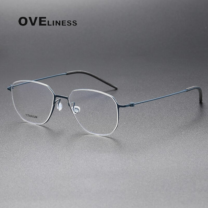 Oveliness Unisex Full Rim Square Screwless Titanium Eyeglasses 5505 Full Rim Oveliness blue