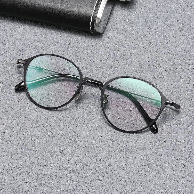 Black Mask Unisex Full Rim Oval Round Titanium Eyeglasses 60046