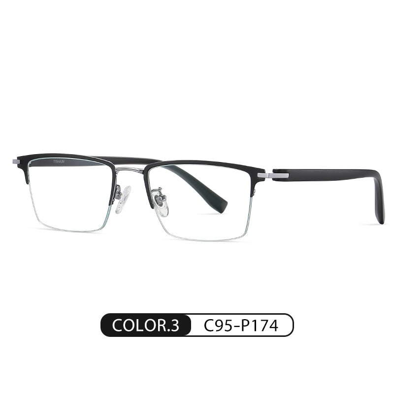 Zirosat Men's Semi Rim Square Tr 90 Titanium Eyeglasses St6213 Semi Rim Zirosat C3  