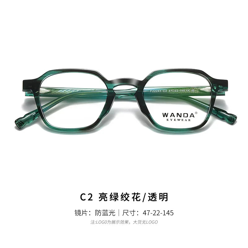 Reven Jate Women's Full Rim Polygon Square Tr 90 Alloy Eyeglasses 22241