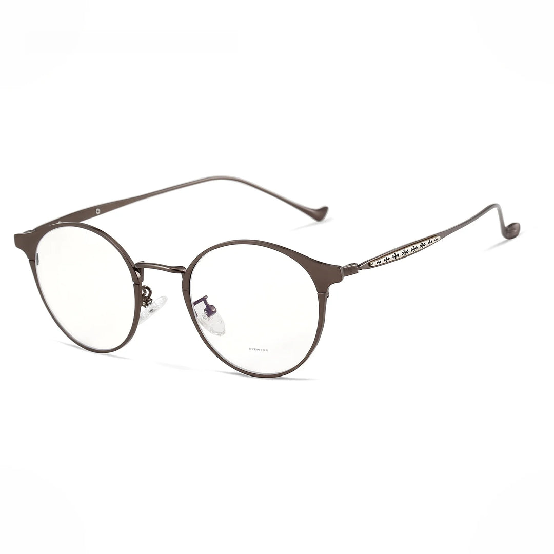 Hdcrafter Unisex Full Rim Round Titanium Alloy Eyeglasses 78006