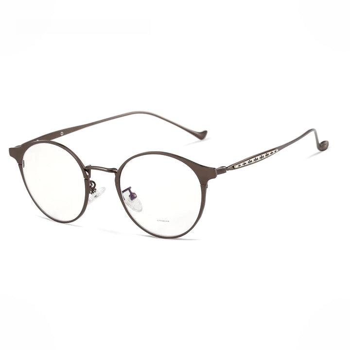 Hdcrafter Unisex Full Rim Round Titanium Alloy Eyeglasses 78006