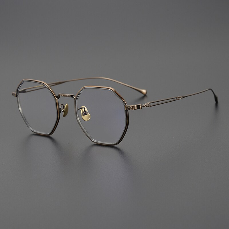 Gatenac Unisex Full Rim Polygon Titanium Eyeglasses Gxyj1124 Full Rim Gatenac Bronze