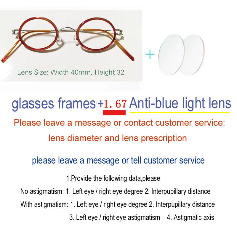 Yujo Unisex Full Rim Oval Steel Acetate Custom Eyeglasses 61432