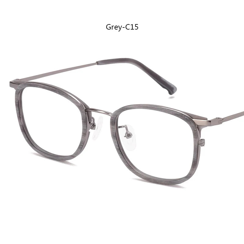Hdcrafter Women's Full Rim Square Wood Titanium Eyeglasses 98095