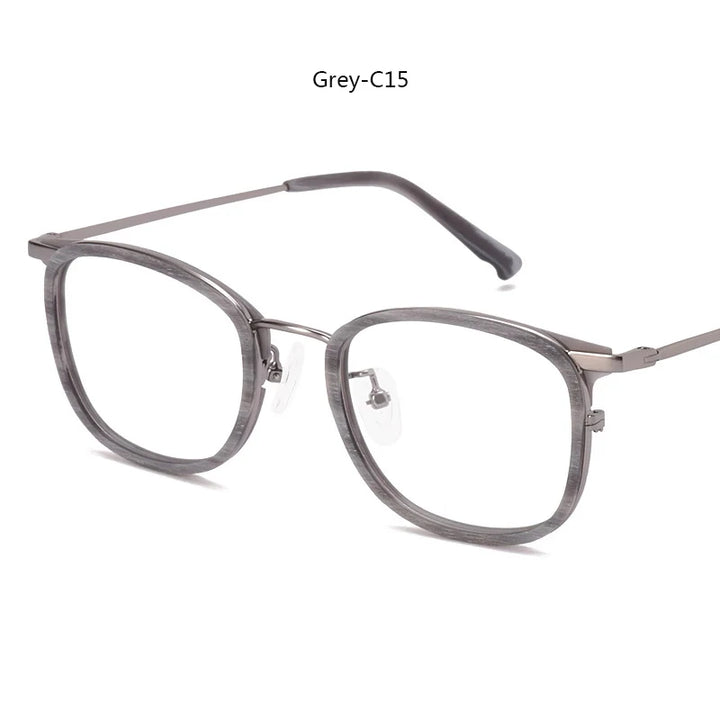 Hdcrafter Women's Full Rim Square Wood Titanium Eyeglasses 98095