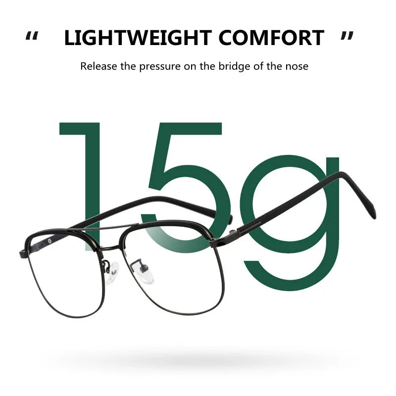 Kocolior Unisex Full Rim Square Double Bridge Alloy Reading Glasses 18032 Reading Glasses Kocolior